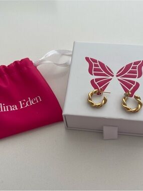 Adina Eden Gold Braided Hoop Earrings